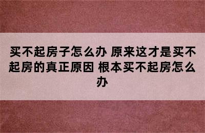 买不起房子怎么办 原来这才是买不起房的真正原因 根本买不起房怎么办